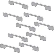 Set of 10 NUZAMAS Cabinet Door Handles and Pulls, Furniture Drawer Handles, Zinc Alloy, 115mm Long, Kitchen Cabinet Wardrobe Knobs Bars, Center to Center 96mm Silver Color