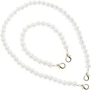 eMagTech 6Pcs Imitation Pearl Handbag Strap Replacement Pearl Bead Handbag Chain Handle Pearl Purse Strap in 2 Different Size Decorative Accessories for Bag Making 25cm 50cm