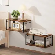 Floating Nightstand Set of 2, Wood Bedside Shelf Wall Mounted Nightstand, Floati