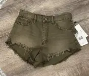 BDG Urban Outfitters NWT Cheeky Shorts Green Raw Hem Cut Off Booty 29