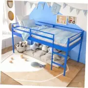 Low Loft Bed Twin Size Iron Bed Frame for Toddlers, Younger Children, Kids,