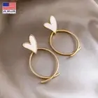 Women 925 Sterling Silver Stud Earrings Creative Line Mother Shell Heart 0007