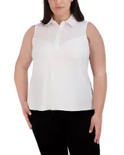 Foxcroft Plus Ricki Mixed Media Top