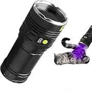 VASTFIRE 160 W UV Torch 365 nm Black Mirror High Power Torch 8 Lights USB Rechargeable Battery for Pet Urine Detector Light for Fluorescent Detection and Curing Resin
