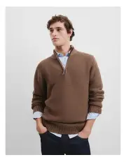 [Country Road] Australian Cotton Half Zip Knit in Truffle