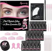 Beauty7 Upgraded 2 in 1 Eyelash and Eyebrow Lamination Kit with Glue Balm, Lash Lift Kit, Lash Perm Kit, Semi Permanent Lash Extension Curling Set, Individual Package Pack of 5