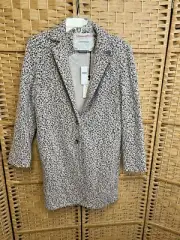 ANTHROPOLOGIE CARTONNIER Women’s XS Leopard Print Coat Long Blazer Jacket Chic