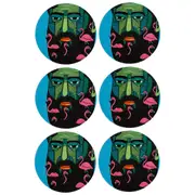 6x Maxwell & Williams Mulga Artist 10.5cm Round Ceramic Cup Coaster Flamingo Man