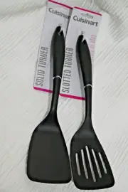 CUISINART TOOL SET TURNERS SLOTTED AND SOLID. BLACK NYLON HEAD LIFETIME WARRNTY