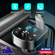 Bluetooth 5.0 Car Wireless FM Transmitter Adapter Hands-Free 2USB PD Charger NKZ