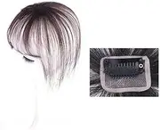 Human Hair Bangs with Top Piece Clip in Seamless Topper&Fringe Extension Hand Made Dark Brown