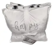 3Pc THRO Christmas Seasonal Pillow Decor Happy Holidays 14x14 Feather New