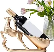Festive Reindeer Shape Wine Holder - Resin Deer Pull Cart Wine Holder | Counter Top Wine Rack | Animal Wine Bottle Display | Reindeer Pulling Cart Decoration