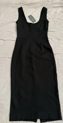 French Connection Sz 2 Black Stretch Bodycon Dress Sexy Mob Wife Goth Hipster
