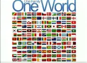 *World-"One Family...One World" (Picture of All World Flags) {Postcard} {RB60}+