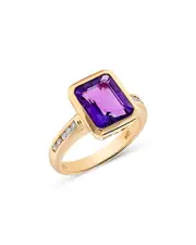 Bloomingdale's Fine Collection Amethyst & Diamond Statement Ring in 14K Yellow Gold