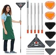 Triangle Wall Mop with Long Handle Triangle 360 ° Rotating Microfiber Wall Cleaning Mop Adjustable Dry and Wet Dust Mop Cleaner for Floor Ceiling Window Wall Cleaning