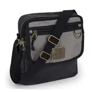 Crossbody Messenger Bag for Men and Women - Canvas Shoulder Bags Black/Grey
