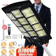 8700W 1392LED Luz con Sensor De Movimient Focos Lampara Solar De Calle Brillante
