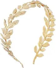 Guqqeuc Bridal Headband Leaf Hairbands for Women Girls Wedding Headpieces for Bridesmaid Bride Greek Goddess Head Bands for Wedding Prom Tiaras for Teen Girls