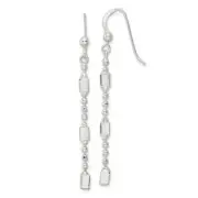 Sterling Silver Square Beaded Dangle French Wire Earrings 2.17"