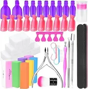 Nail Polish Remover Tools Including 1000Pcs Cotton Pads 20Pcs Nail Clips 6Pcs Nail File, Triangle Cuticle Set 2Pcs Nail Brush 2Pcs Grinding Blocks, Polishing Block, Dead Skin Fork