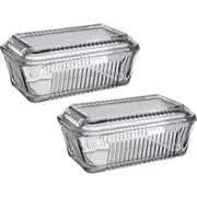 2x Pasabahce 480ml Kitchen Butter Dish Keeper Glass Container Storage Holder CLR