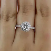 G/SI1 Round Cut Diamond Engagement Ring 2.74 CT 14K White Gold Women's