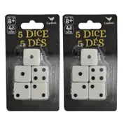 10PK Cardinal Dice Pack/Set f/ Board/Table Games/Play/Roll Black & White 8y+