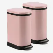 SOGA 2X Foot Pedal Stainless Steel Rubbish Recycling Garbage Waste Trash Bin 10L U Pink