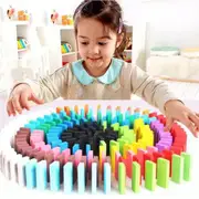 120 Pieces Wooden Dominoes Blocks Educational Game for Kids Racing Dominoes Toy Set