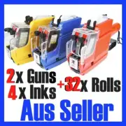 2x Price Pricing Gun Labeller 2 Lines 10 Digits + 30x Label Rolls & 4 Inks