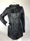 Womens Michael Kors Puffer Jacket Bubble Moto Coat 3/4 Black Hooded