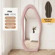 TOOLKISS 1.7m Standing Maiden Mirror – Full Length Aesthetic Floor Mirror for Bedroom, Bathroom & Living Room – Creative Modern Deco Pink Wavy Design