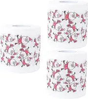 Healvian 3 Rolls Funny Toilet Paper Rolls Santa Claus Theme Printing Paper Perfect for Christmas