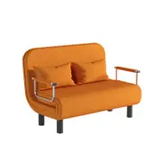 Orange Foldable Sofa Bed - Convertible Chair with Adjustable Height - Single Stool Design