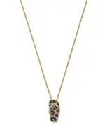 Bloomingdale's Fine Collection White, Brown & Black Diamond Animal Print Flip Flop Pendant Necklace in 14K Yellow Gold, 0.32 tcw