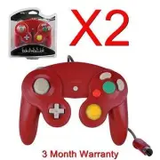 2X CONTROLLER FOR NINTENDO GAMECUBE GC & WII RED NEW