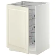 METOD base cabinet with wire baskets, white/Bodbyn off-white, 60x60x80 cm