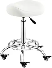 Saddle Stool,Saddle Chair with Brake Wheels,Ergonomic Rolling Stool,Adjustable Height and Load-Bearing Capacity 330IBS for Home Office Salon Shop