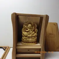 在飛比找樂天市場購物網優惠-精品黃楊木白財神木雕佛像佛龕(盒子10.8釐米*7.6釐米*