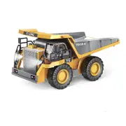 Catzon 2.4Ghz RC Dump Truck Toy 1/24 with Metal Bed Light Music for Age 8+ Yellow