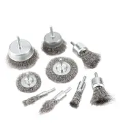 9Pcs Stainless Steel Wire Wheel & Cup Brush Set with 1/4'' round Shank 0.0118In