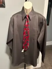 CROFT AND BARROW OLIVE LONG SLEEVE POINTY COLLAR DRESS SHIRT L/36 NWT