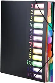 CAXUSD Compact Plastic File Organizer A4 Size 5 Pockets for Currency Bills Letters Receipts
