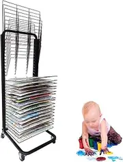 Art Drying Rack,20 Shelve Floor-Standing Single-Sided 4 Casters Painting Storage Rack,Suitable for Storing Engineering Drawings Paintings