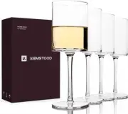 Wine Glasses Set of 4 with Stem - Modern Unique Large Glass for Transparent