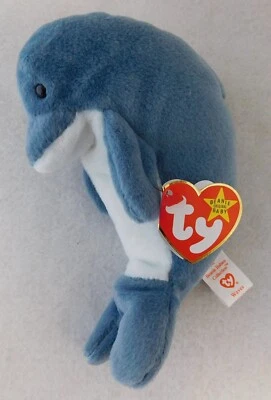 Ty Beanie Baby Echo The Dolphin 1996 Original Retired Tags Errors: Spot & Waves