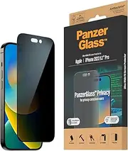 PanzerGlass™ Privacy Screen Protector for iPhone 14 Pro - Ultra-Wide Fit and scratch-resistant tempered glass iPhone screen and privacy protector - with mounting aid for easy installation