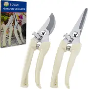 Garden Pruning Shears Set, 2 Pack - Bypass Pruner & Straight Blade Scissors